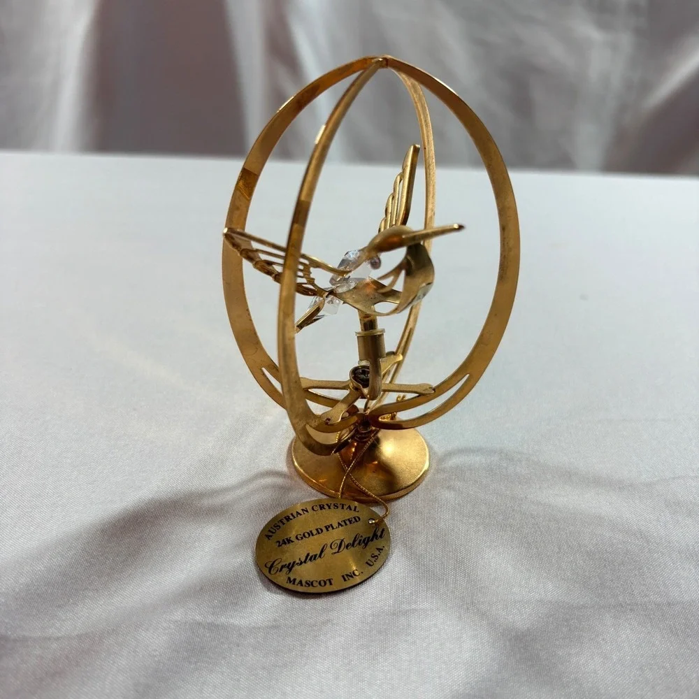 Mascot Crystal Delight Hummingbird Figurine 24K Gold Plated Austrian Crystal 4in